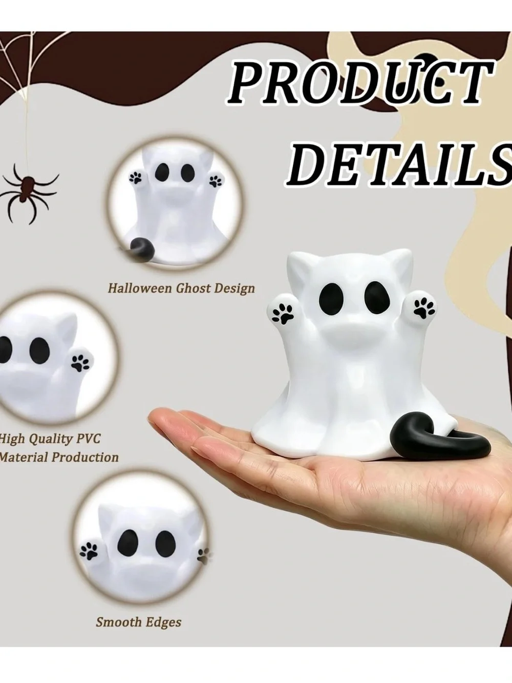Cute White Ghost Cat Figurine for Cats - Decorative Pet Accessory